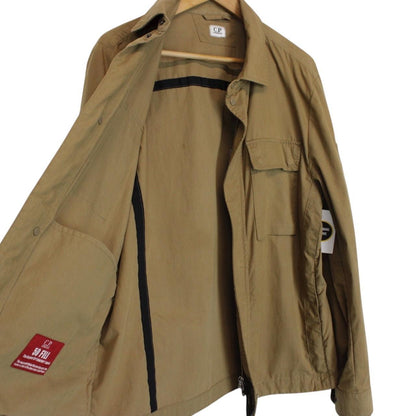 CP Company Tan Brown Full Zip 50 Fili Lens Overshirt Jacket