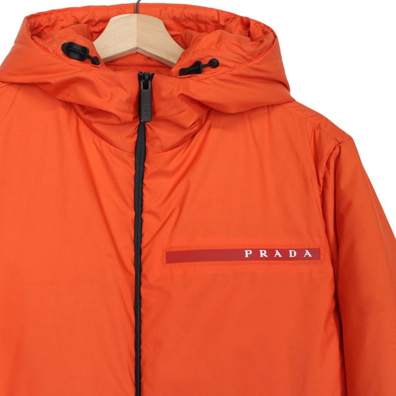 Prada Linea Rossa Technical Nylon Orange Full Zip Padded Jacket