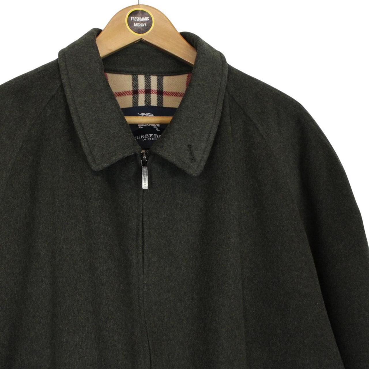 Vintage Burberry London Green Nova Check Lined Merino Wool Harrington Jacket