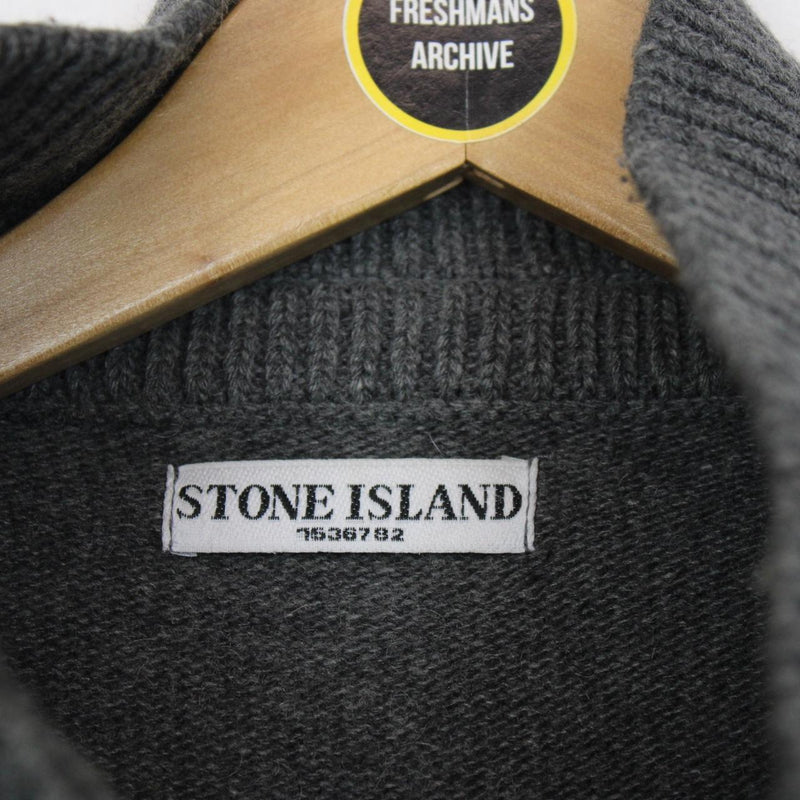 Vintage Stone Island AW 2009 Grey Wool Knit 1/4 Zip Jumper