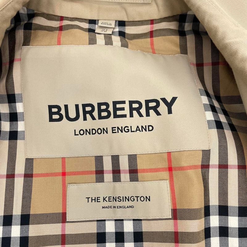 Burberry Kensignton Tan Brown Nova Check Double Breasted Belted Trench Coat