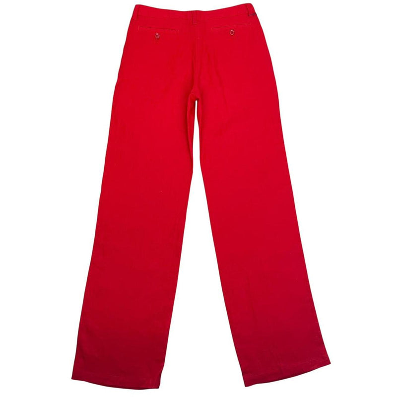 Armani Jeans Red Wide Leg Linen Trousers