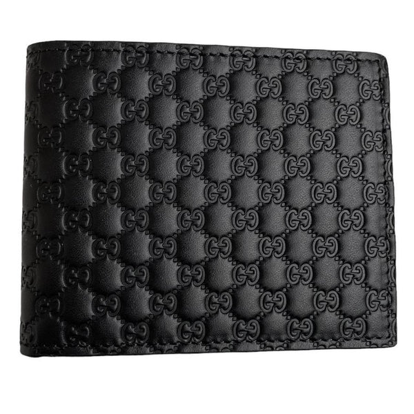 Gucci Black Leather Microguccisima Monogram Wallet