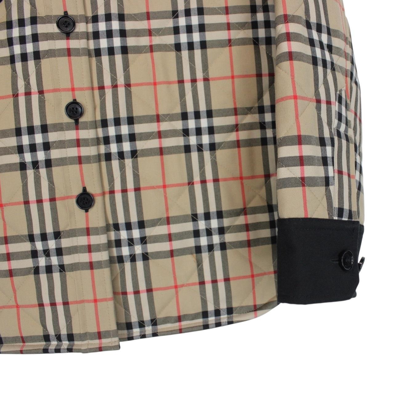 Burberry Crossford Tan Brown Nova Check Quilted Wool Flannel Shirt Jacket