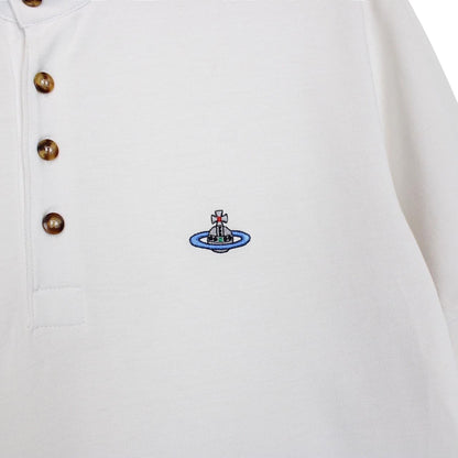 Vivienne Westwood White Striped Collar Short Sleeve Orb Polo Shirt