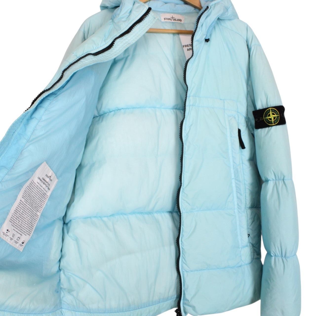 Stone Island AW 2020 Light Blue Garment Dyed Crinkle Reps NY Down Jacket