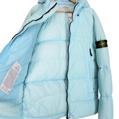 Stone Island AW 2020 Light Blue Garment Dyed Crinkle Reps NY Down Jacket