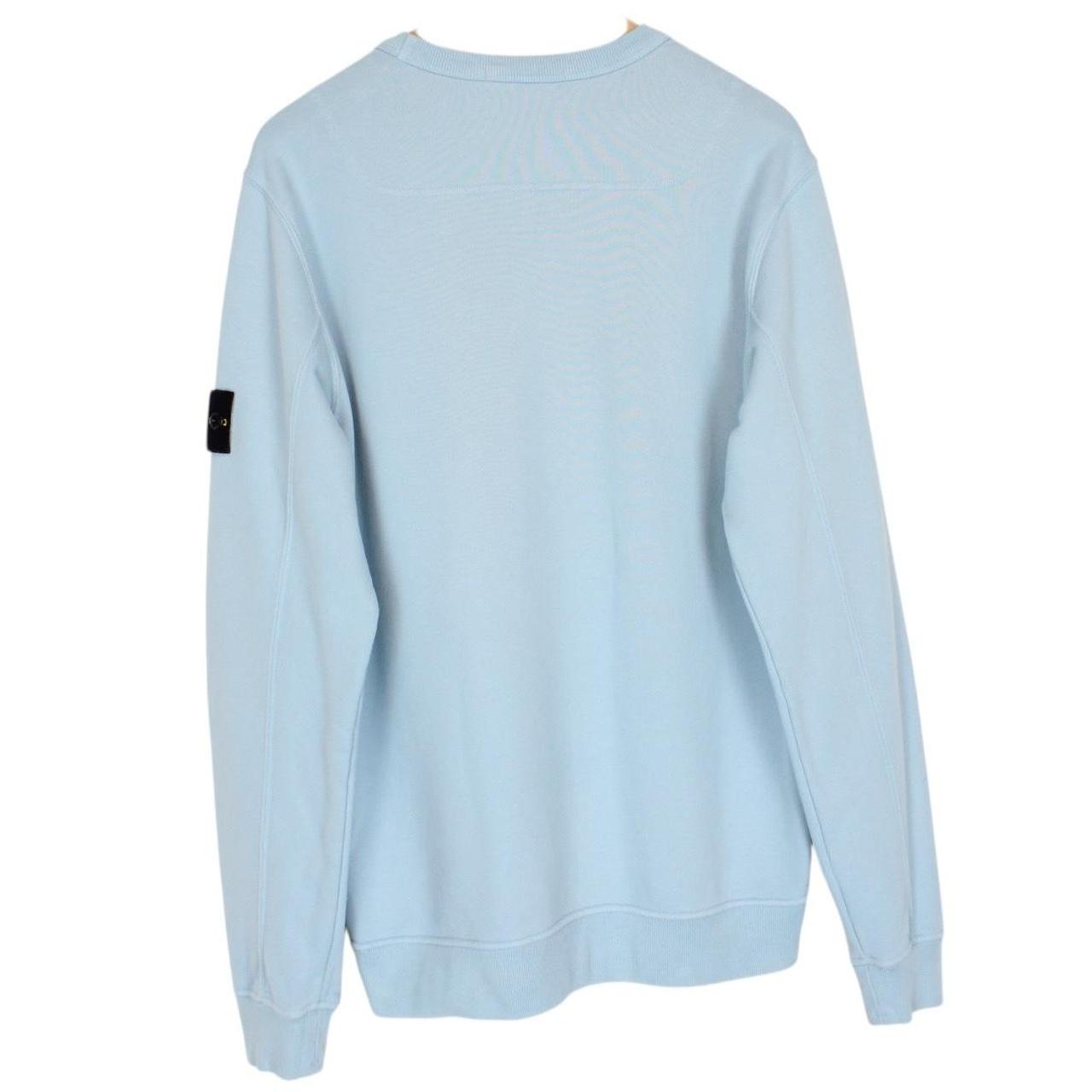 Stone Island AW 2023 Light Blue Crew Neck Cotton Sweatshirt Jumper