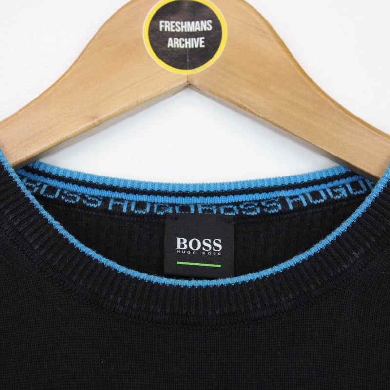 Hugo Boss Black and Blue Cotton Knit Jumper