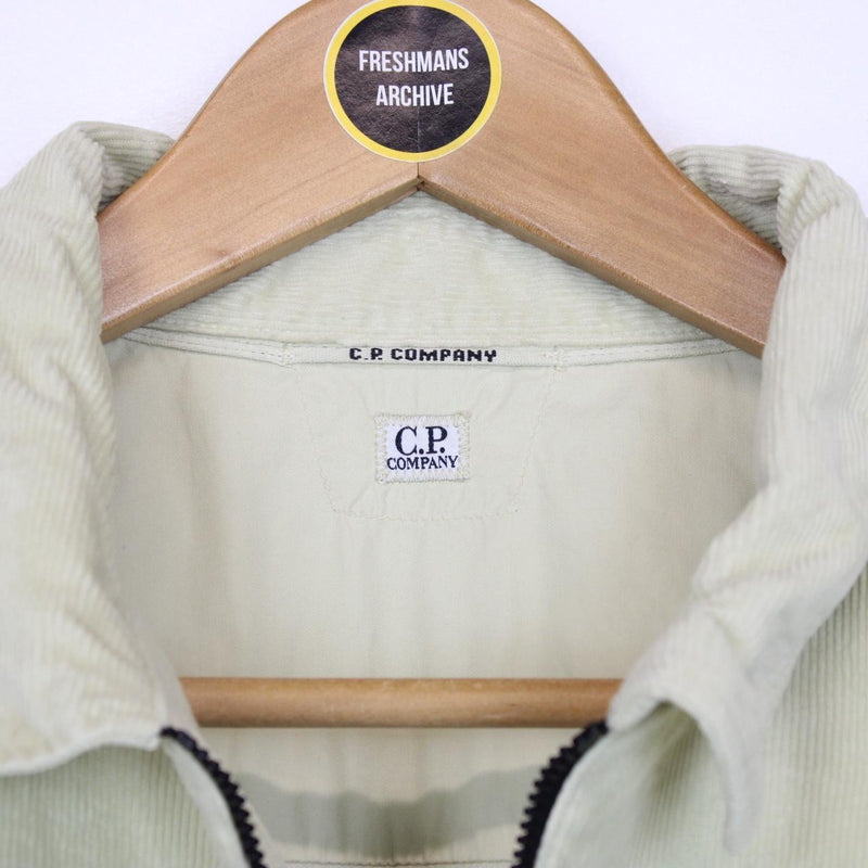 CP Company Pale Yellow Corduroy 1/4 Zip Lens Overshirt Jacket