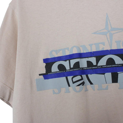 Stone Island AW 2021 Rose Short Sleeve Cotton Split Logo T-Shirt
