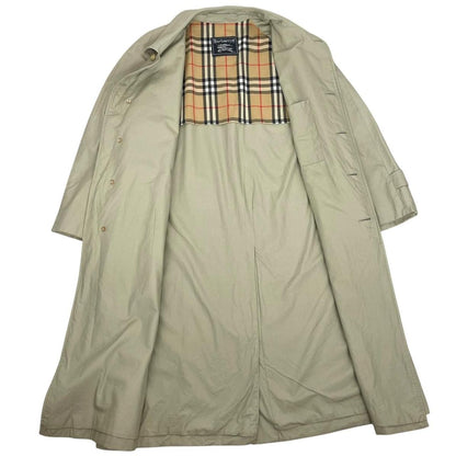Vintage 90s Burberry Khaki Green Nova Check Single Breasted Trench Coat