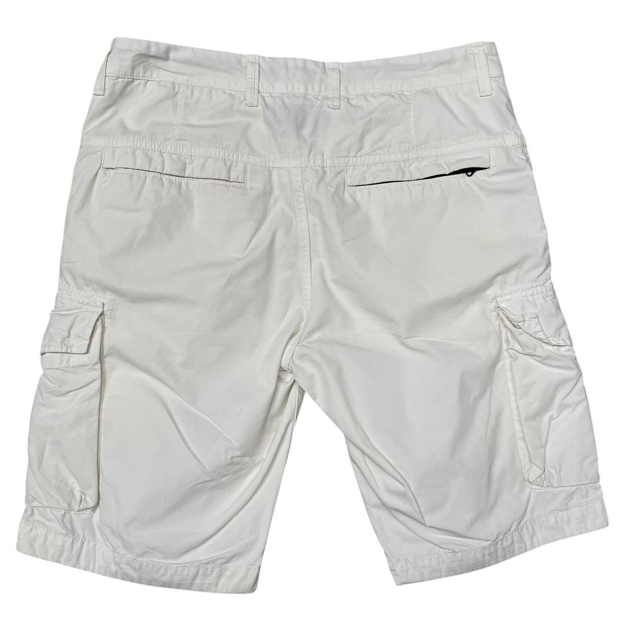 Stone Island SS 2020 White Bermuda Cotton Cargo Shorts