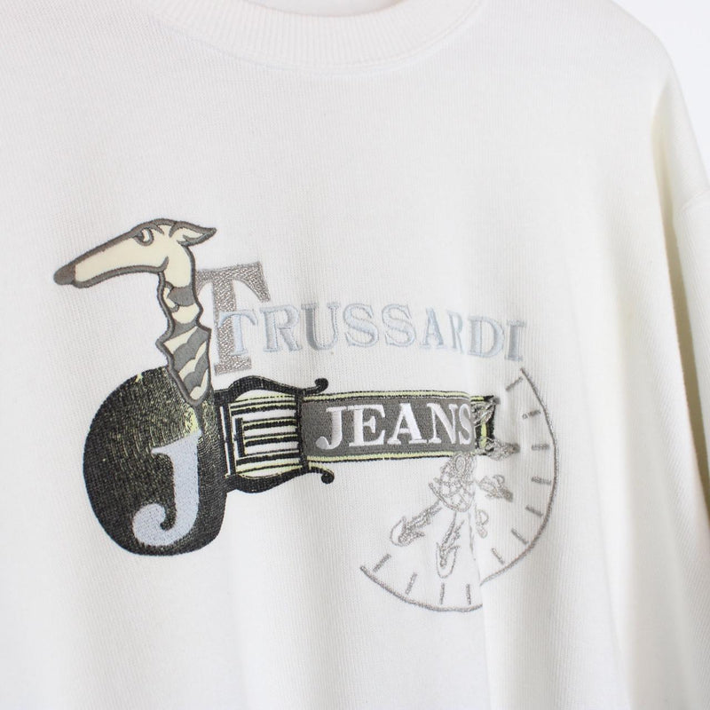 Vintage 90s Trussardi Jeans White Sweatshirt Jumper