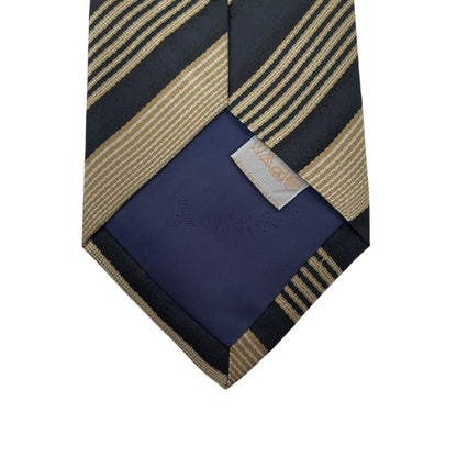 Vintage Aquascutum Black and Gold Silk Tie