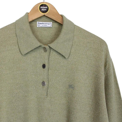 Vintage 90s Burberry Green Merino Wool Blend Knit Jumper