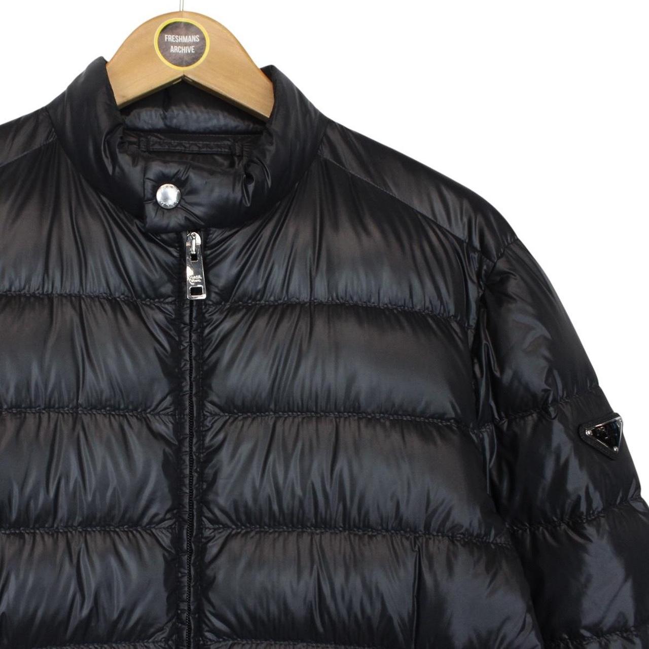Prada Nylon Black Full Zip Plaque Down Puffer Jacket