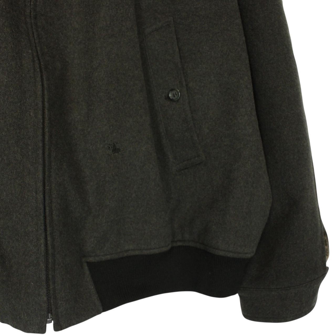 Vintage Burberry London Green Nova Check Lined Merino Wool Harrington Jacket