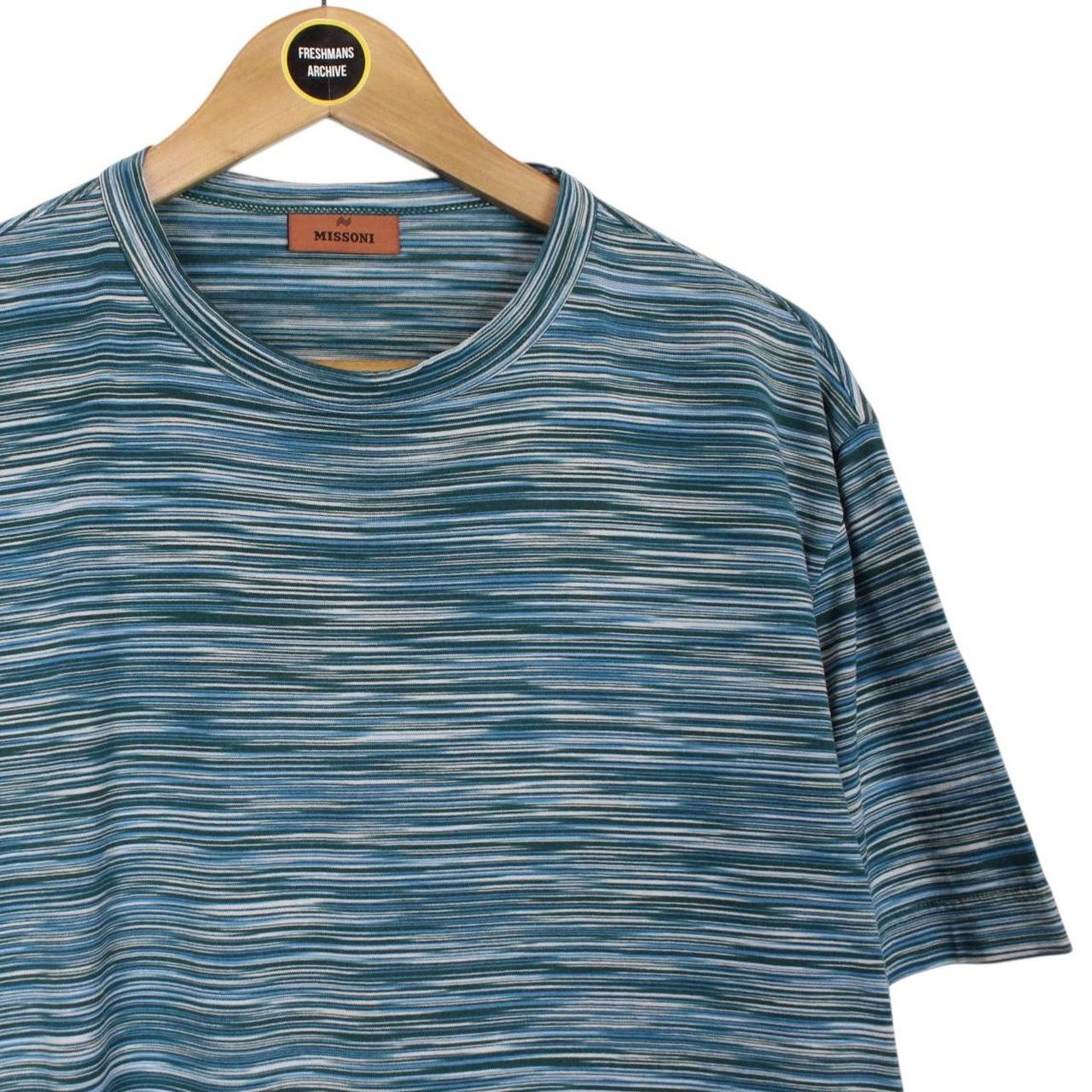 Missoni Green Striped Short Sleeve Cotton T-Shirt