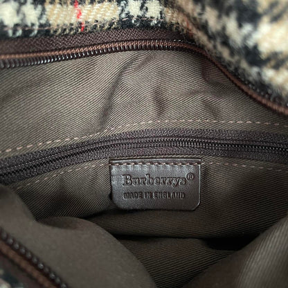 Vintage Burberry Tan and Brown Nova Check Wool Shoulder Bag