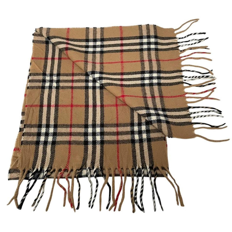 Vintage 90s Burberry Tan Brown Nova Check Lambswool Scarf