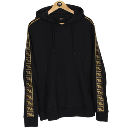 Fendi Black and Brown FF Zucca Monogram Cotton Hoodie Jumper