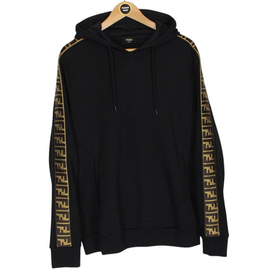 Fendi Black and Brown FF Zucca Monogram Cotton Hoodie Jumper