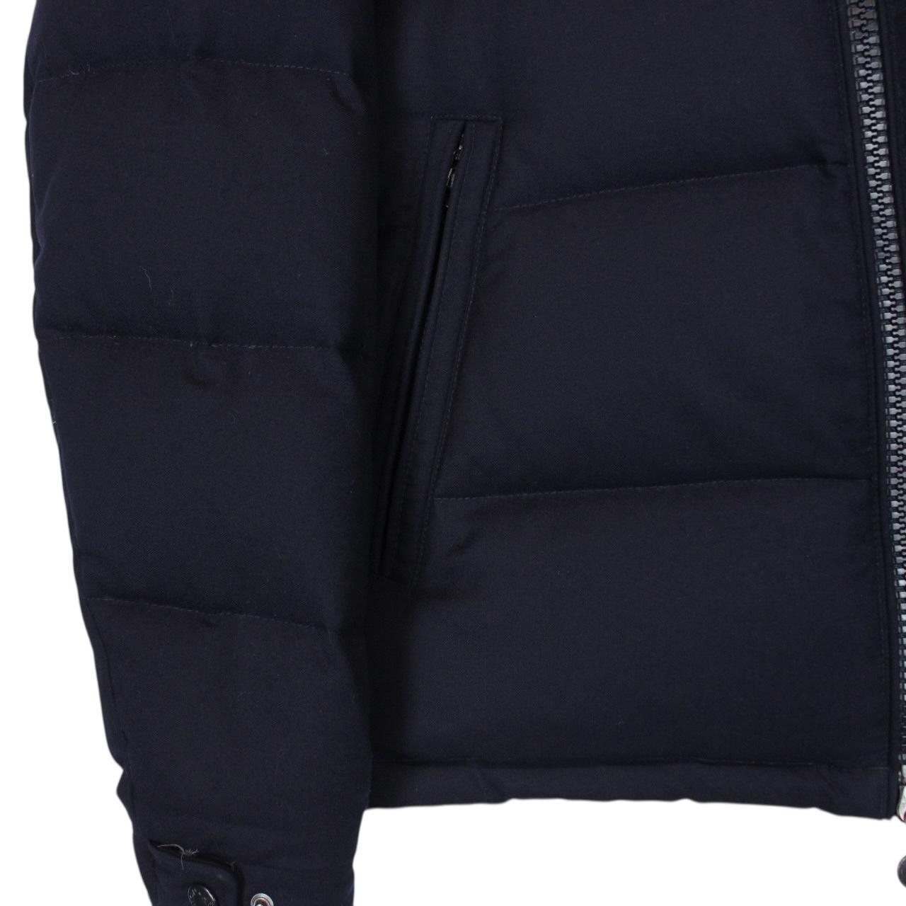 Moncler Montgenevre Navy Blue Full Zip Hooded Wool Down Jacket