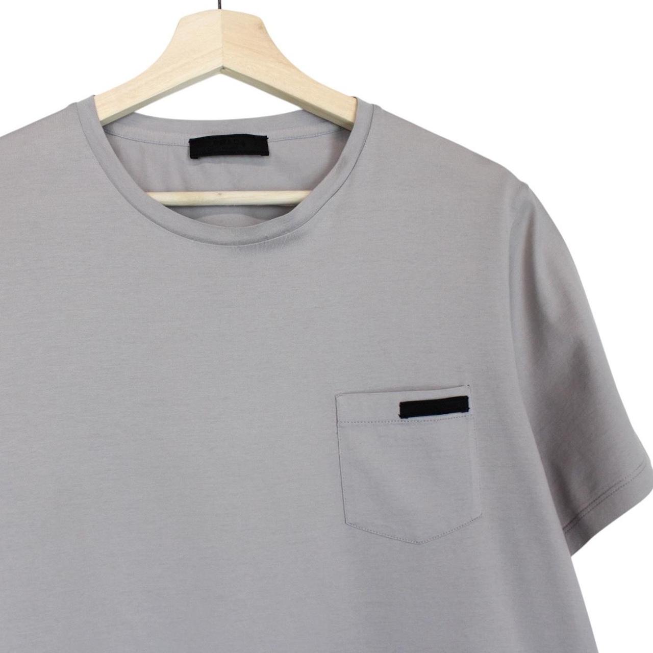 Prada Grey Pocket Cotton Short Sleeve T-Shirt