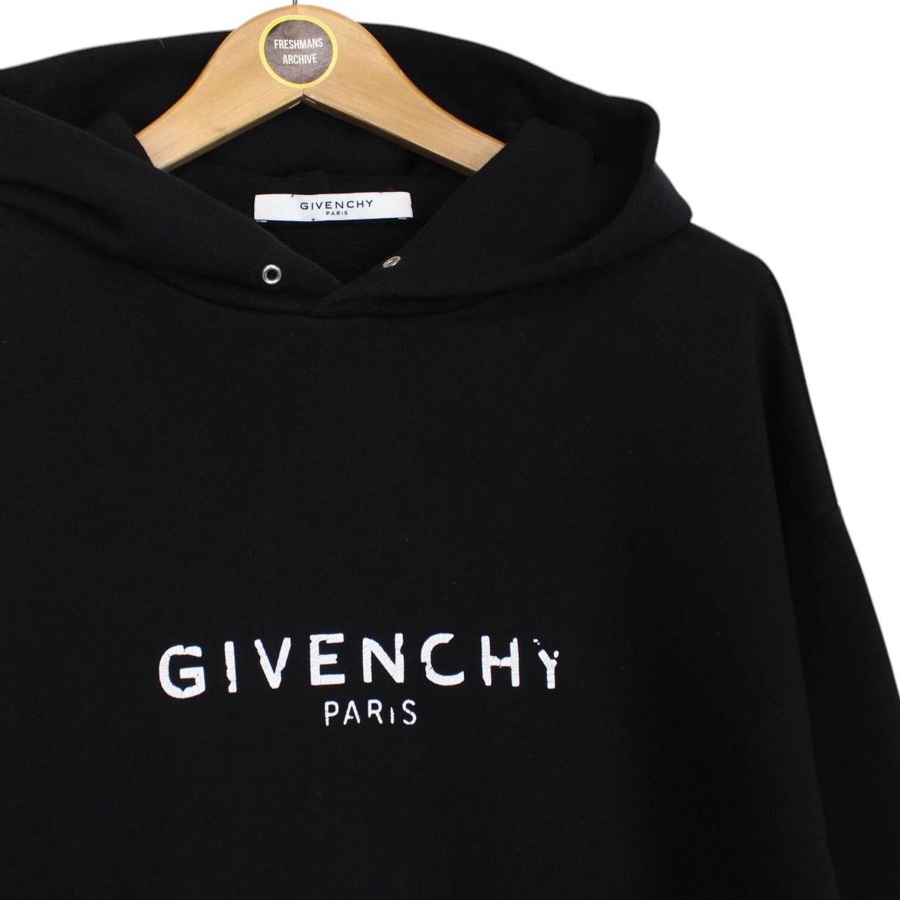 Givenchy Paris Black and White Logo Print Cotton Hoodie Jumper
