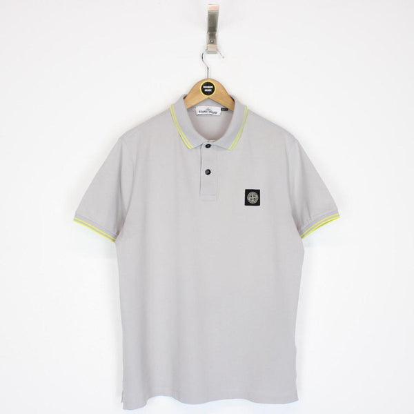 Stone Island Grey Short Sleeve Compass Cotton Polo Shirt