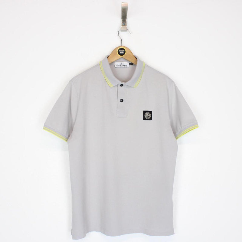 Stone Island Grey Short Sleeve Compass Cotton Polo Shirt