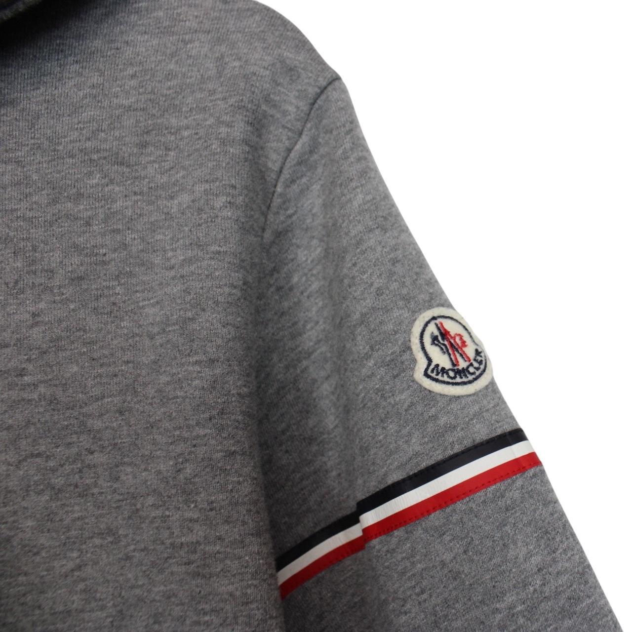 Moncler Maglia Grey Full Zip Logo Cotton Hoodie Jumper