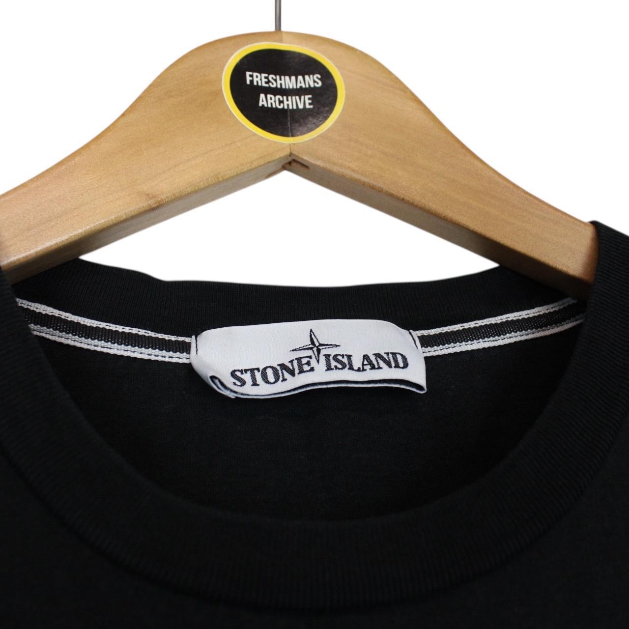 Stone Island SS 2020 Black and White Short Sleeve Logo Print T-Shirt