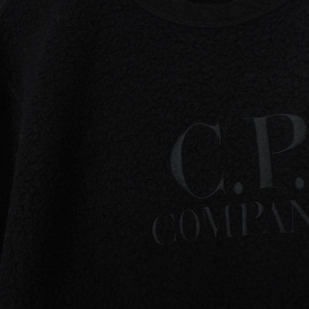 CP Company Black Diagonal Raised Fleece Cotton Logo Sweatshirt
