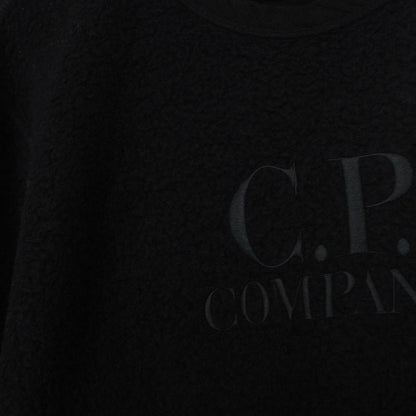 CP Company Black Diagonal Raised Fleece Cotton Logo Sweatshirt