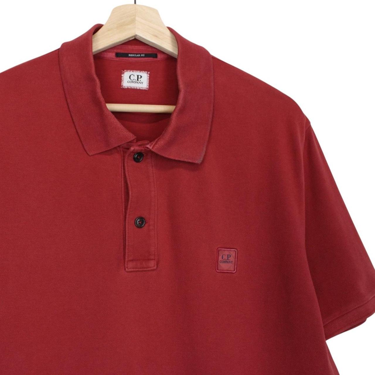 CP Company Red Short Sleeve Cotton Polo Shirt