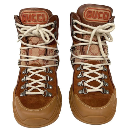 Gucci Brown and Tan GG Monogram Flashtrek Hiking Boots