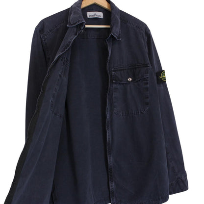 Stone Island AW 2014 Navy Blue Full Zip Cotton Overshirt Jacket