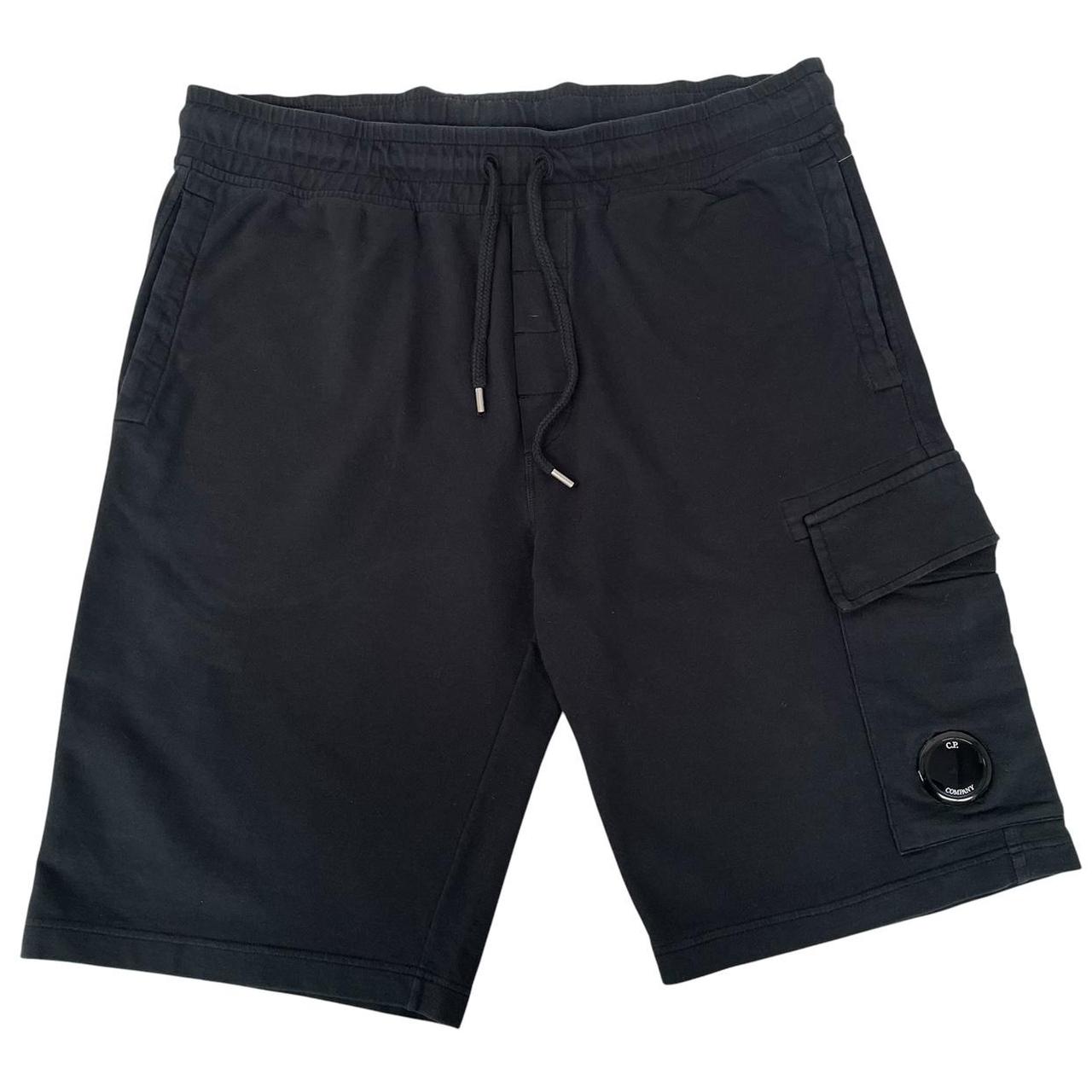CP Company Navy Blue Cotton Micro Lens Fleece Jogger Shorts
