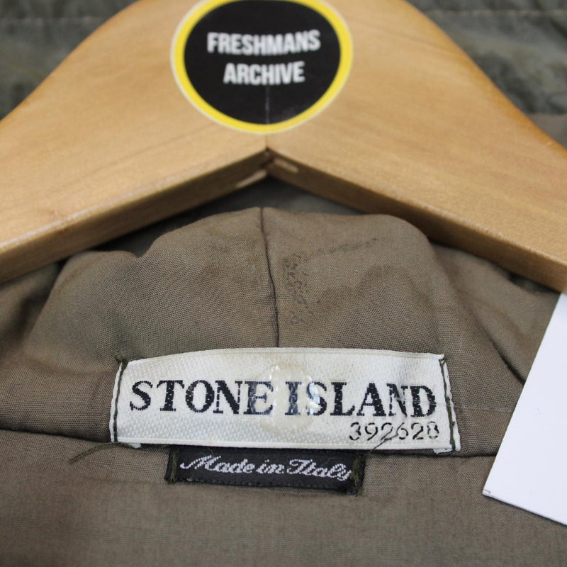Vintage Stone Island AW 2001 Khaki Green Monofilament Mesh Lined Full Zip Hooded