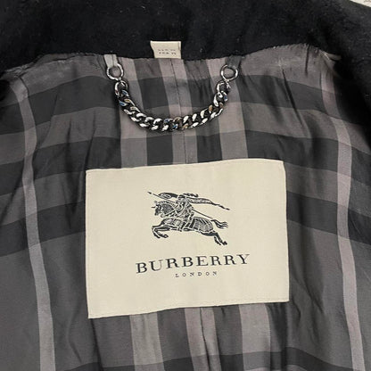 Burberry Black Nova Check Double Breasted Belted Cashmere Wool Trench Coat