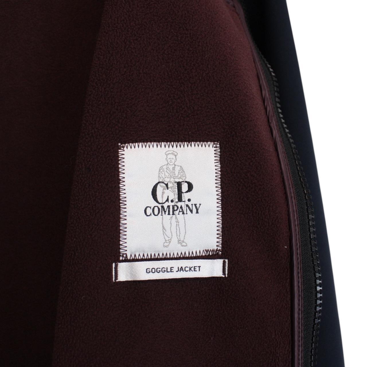 CP Company Navy Blue Full Zip Hooded Soft Shell Goggle Jacket