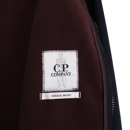 CP Company Navy Blue Full Zip Hooded Soft Shell Goggle Jacket