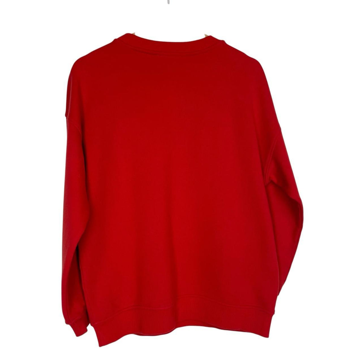 Moschino red cotton sweatshirt featuring Disney graphic print and logo details.