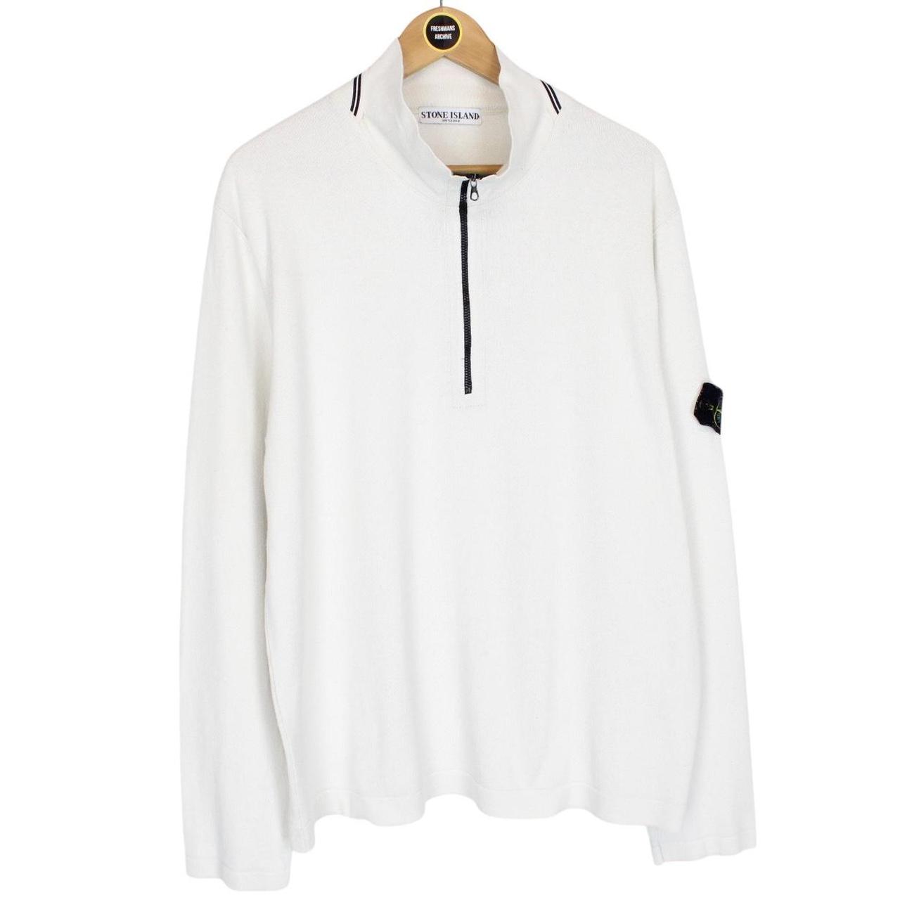 Vintage Stone Island SS 2007 White Cotton Knit 1/4 Zip Jumper