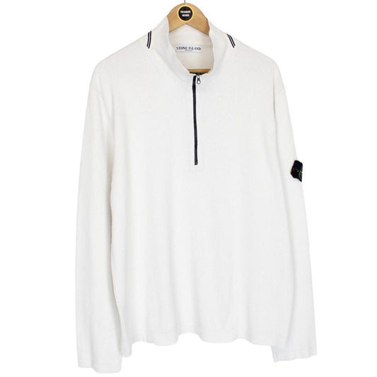 Vintage Stone Island SS 2007 White Cotton Knit 1/4 Zip Jumper