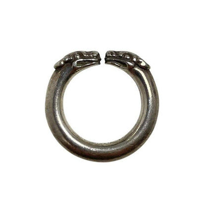 Chrome Hearts silver ring with double dog design and 925 sterling silver material.