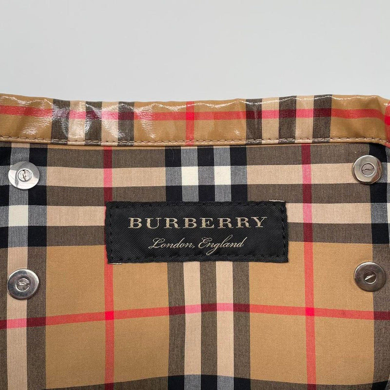 Burberry Tan Brown 20th Century Nova Check Coated Canvas Tote Bag