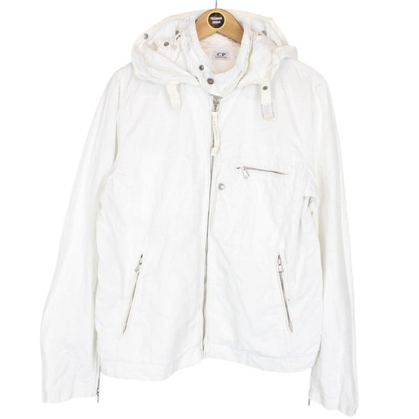 Vintage CP Company SS 2006 White Full Zip Multi Pocket Cotton Lino Flax Goggle